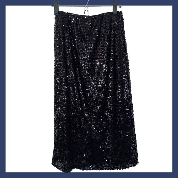 Midi column semi sheer sequin skirt size M black - Picture 1 of 6